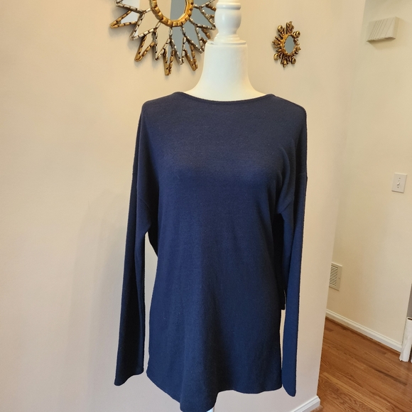 J. Crew Tops - NWOT J.Crew Navy Blue Reversible V-back long-sleeve tunic